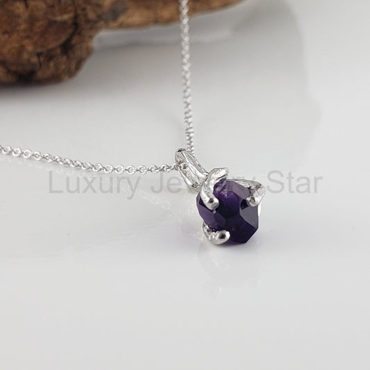 Raw Hand-cut Amethyst Twig Necklace - image 2