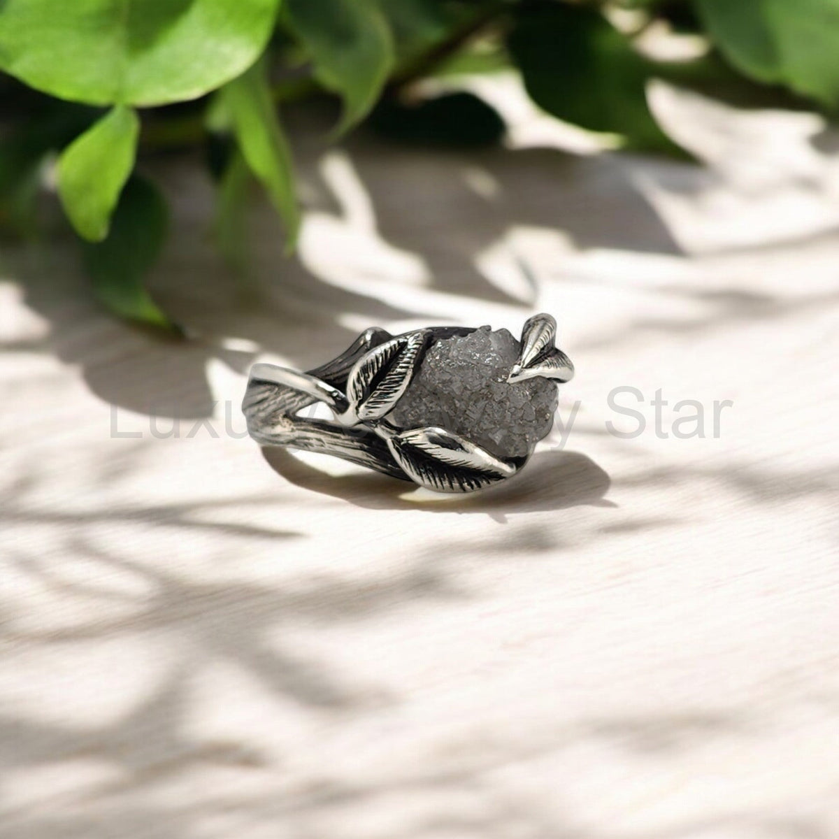 Rough Diamond Hand-sculpted Ring in Sterling Silver - image 3