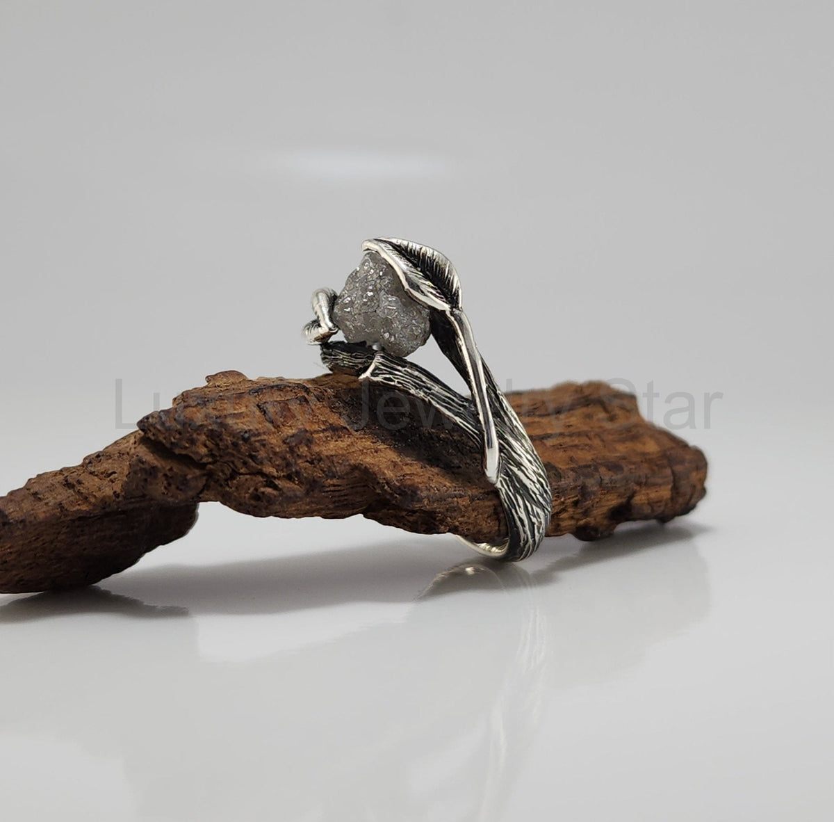 Rough Diamond Hand-sculpted Ring in Sterling Silver - image 7