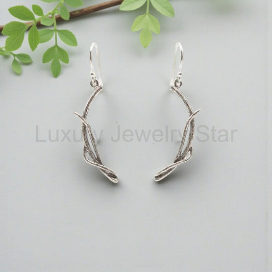 Sterling Silver Twig Dangle Earrings