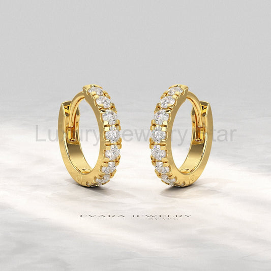 0.66 Carats Diamond Hoop Huggie Earrings