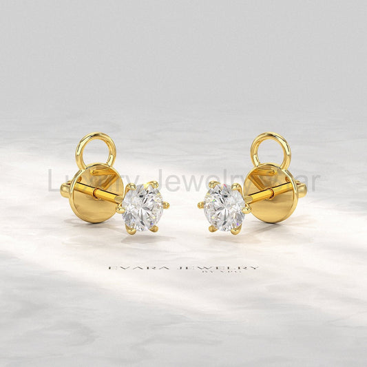 1 Carat Solitaire Lab Grown Diamond Studs Earrings