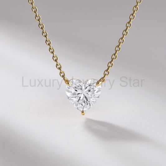 1.50 Carat Heart Shape Diamond Pendant Necklace for Women