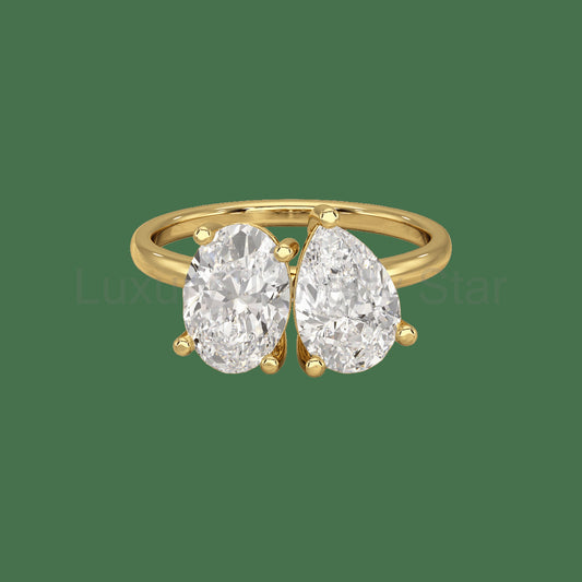 2.25 Carat Oval & Pear Cut Toi Et Moi Two Stone French Ring