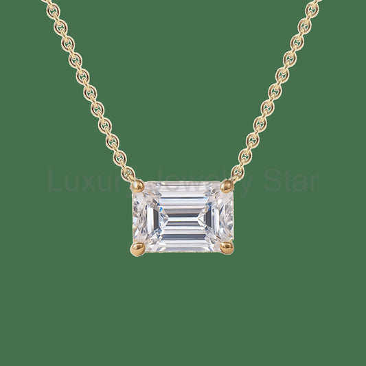 2.50 Carat Emerald Cut Diamond Pendant Necklace