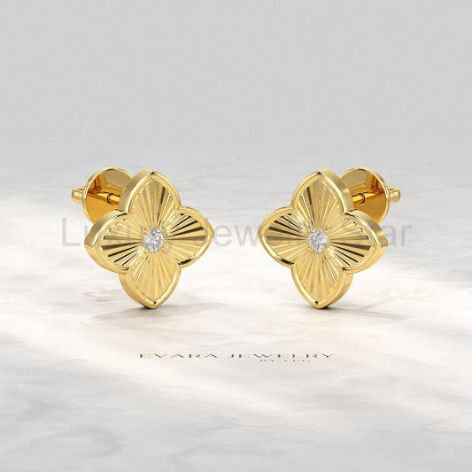 Clover Floral Diamond Earrings for Her