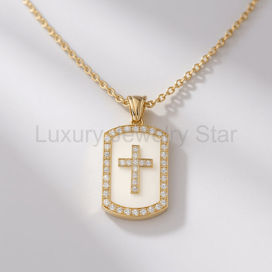 Gold Diamond Cross Pendant Necklace