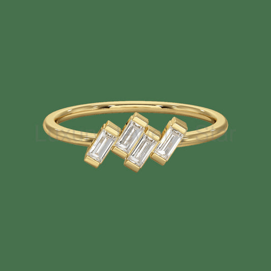 Tilted Baguette Diamond Ring