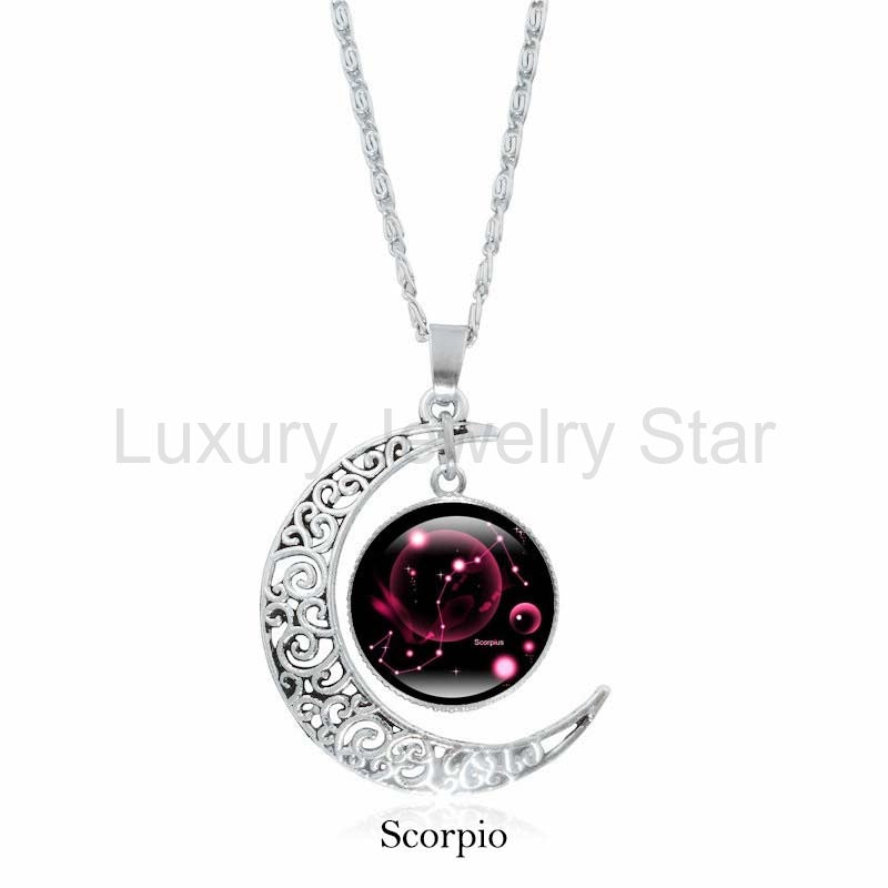 Fortune Jewel 12 Constellations of the Zodiac Moon Protection Necklace Chain Pendant - image 14