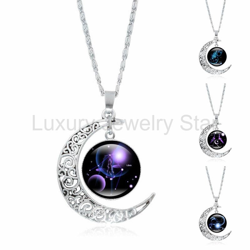 Fortune Jewel 12 Constellations of the Zodiac Moon Protection Necklace Chain Pendant - image 2