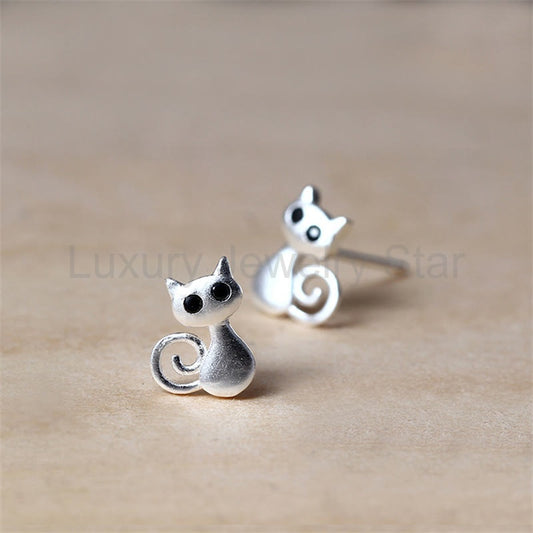 Fortune Jewel 925 Sterling Silver Posts Cute Cat Kitten Blessing Stud Earrings - image 2