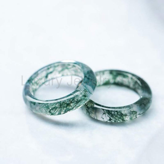 Fortune Jewel Moss Agate Healing Balance Ring