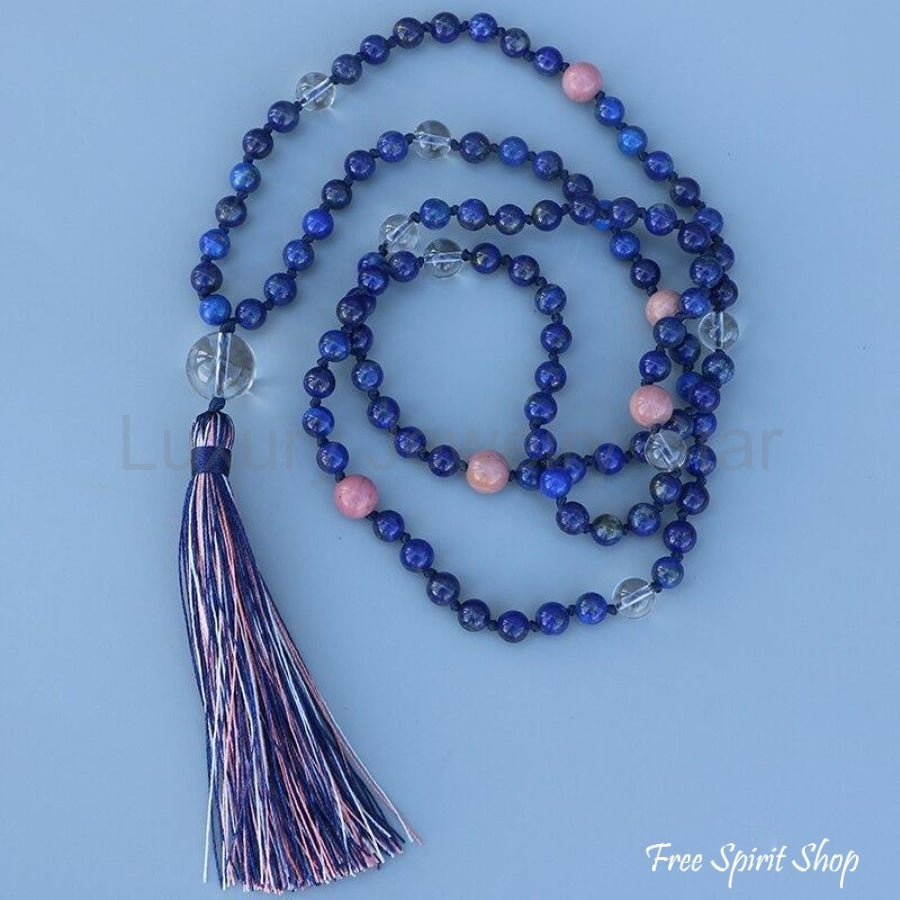 108 Lapis Lazuli & Rhodonite Mala Necklace