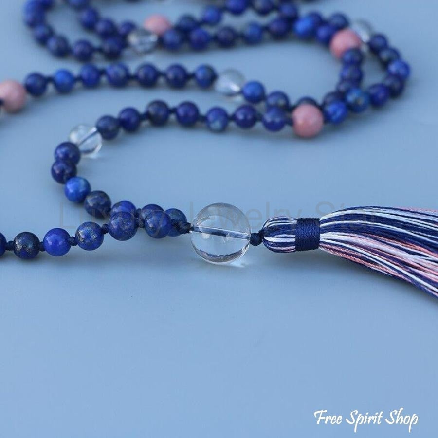 108 Lapis Lazuli & Rhodonite Mala Necklace - image 3