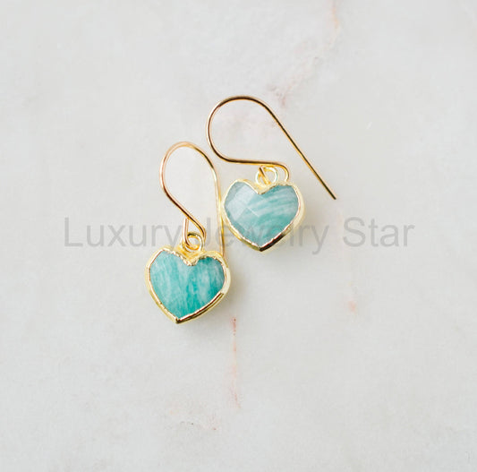 Amazonite Heart Earrings