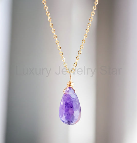 Amethyst Droplet Necklace