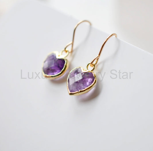Amethyst Heart Earrings - image 2