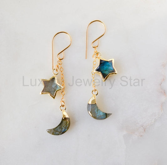 Asteria Earrings: Labradorite