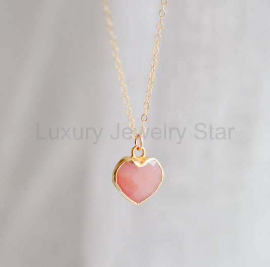 Heart Pendant: Pink Opal
