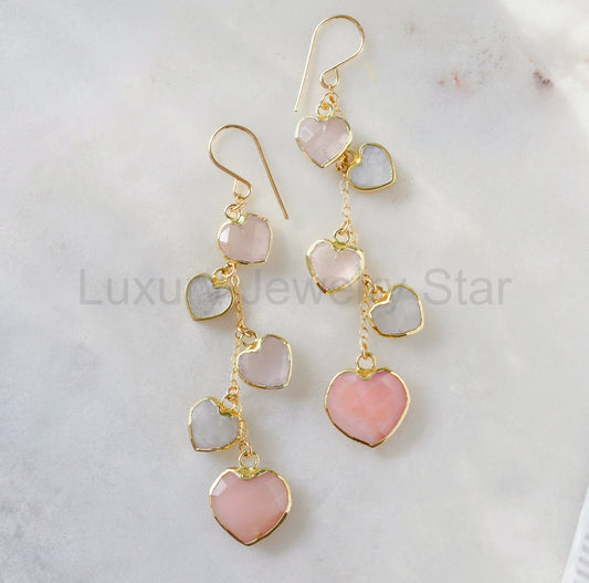 Juliet Earrings: Pink Hearts