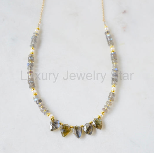 Lumina Necklace - Labradorite & Pearl