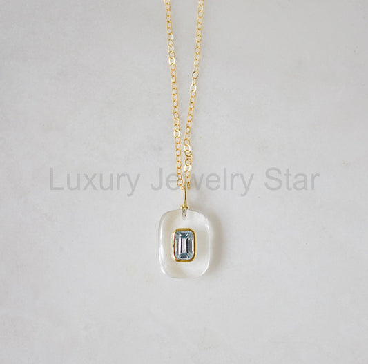 Maris Necklace - Blue Topaz & Rock Crystal