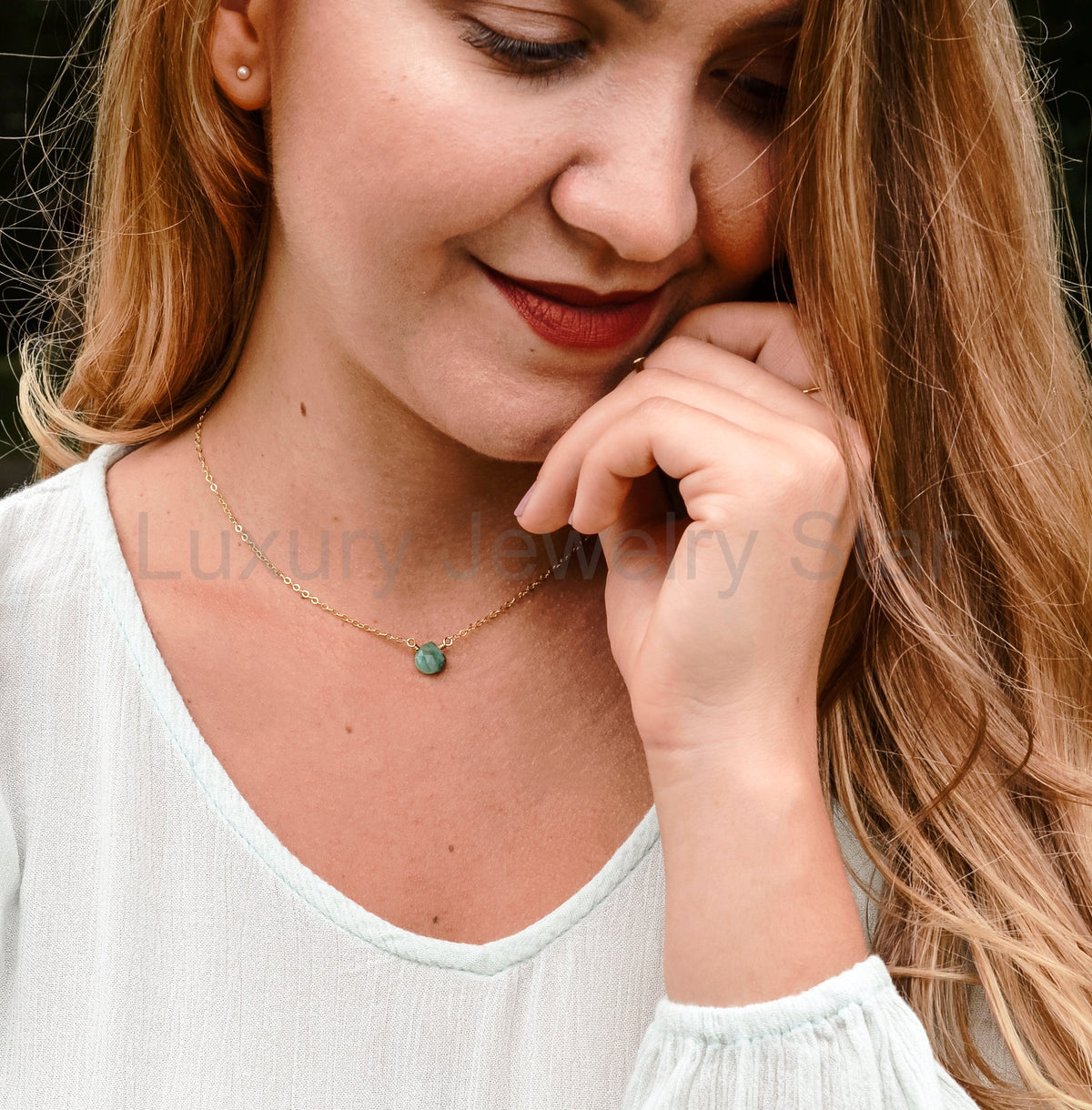 Raw Emerald Necklace - image 2