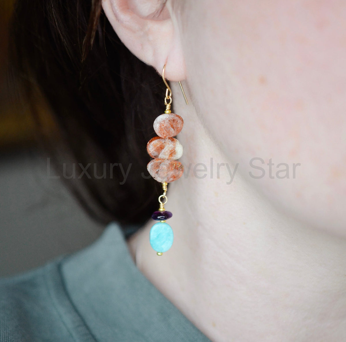 Sunrise Sunstone Earrings - image 3