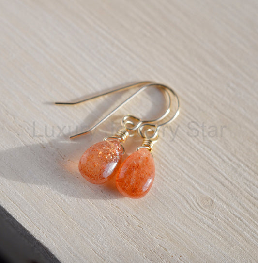 Sunstone Droplet Earrings