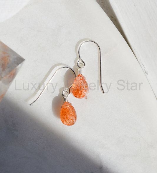 Sunstone Droplet Earrings - image 2