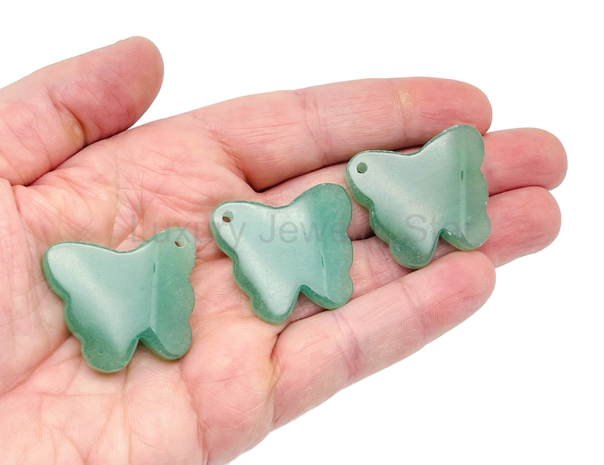 Aventurine Butterfly Gemstone Pendant - Hole Crystal Jewelry - NC1426 - image 2