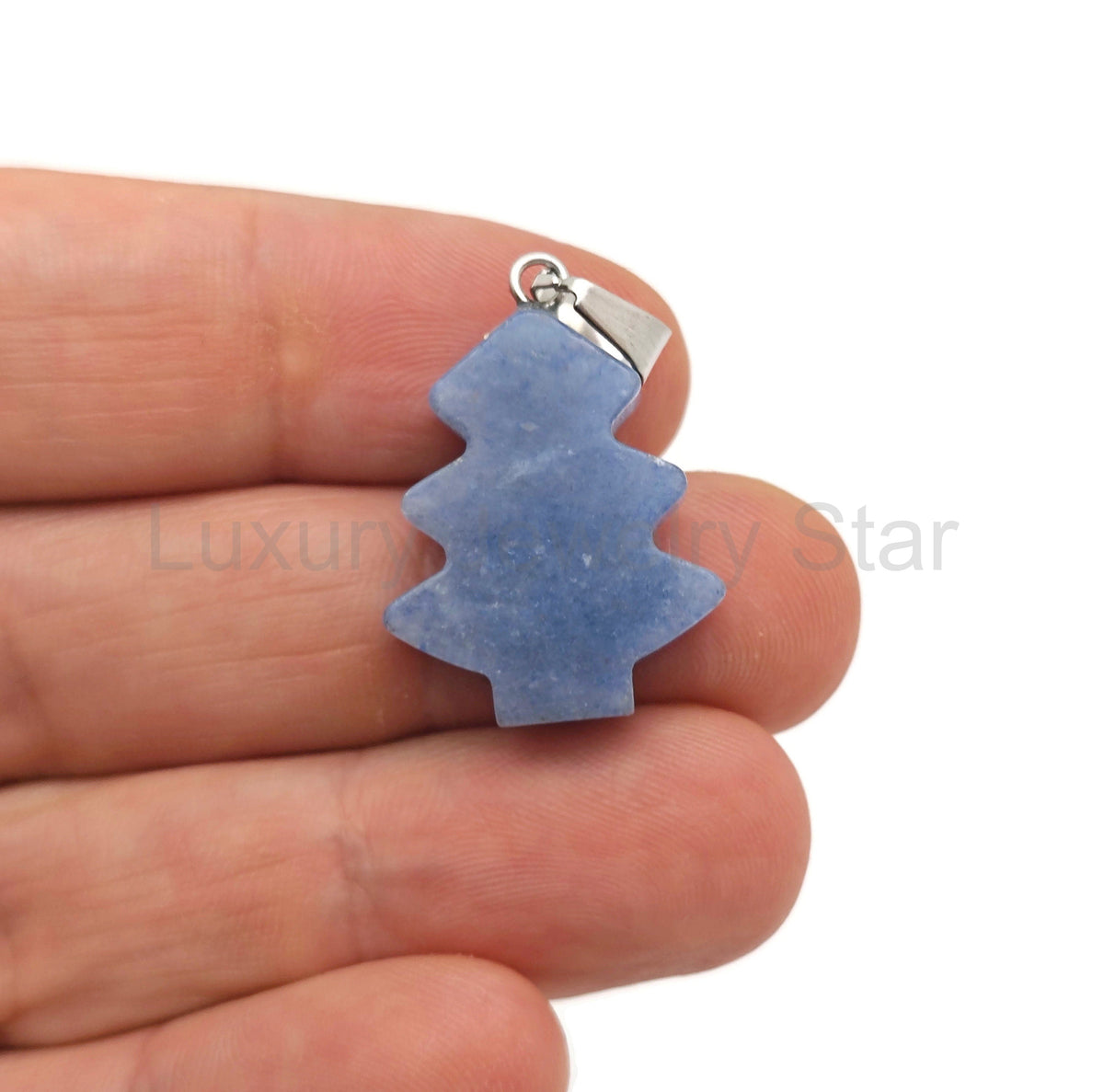 Blue Aventurine Pine Tree Gemstone Pendant - Mini Crystal Pendant - NC1639