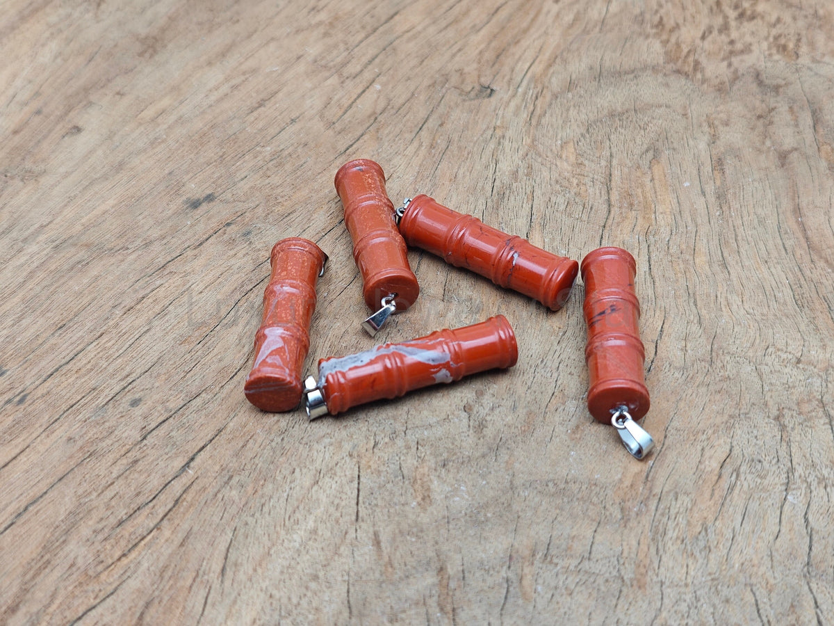 Red Jasper Bamboo Shape Crystal Pendant - Protect Crystal - NC1490 - image 4