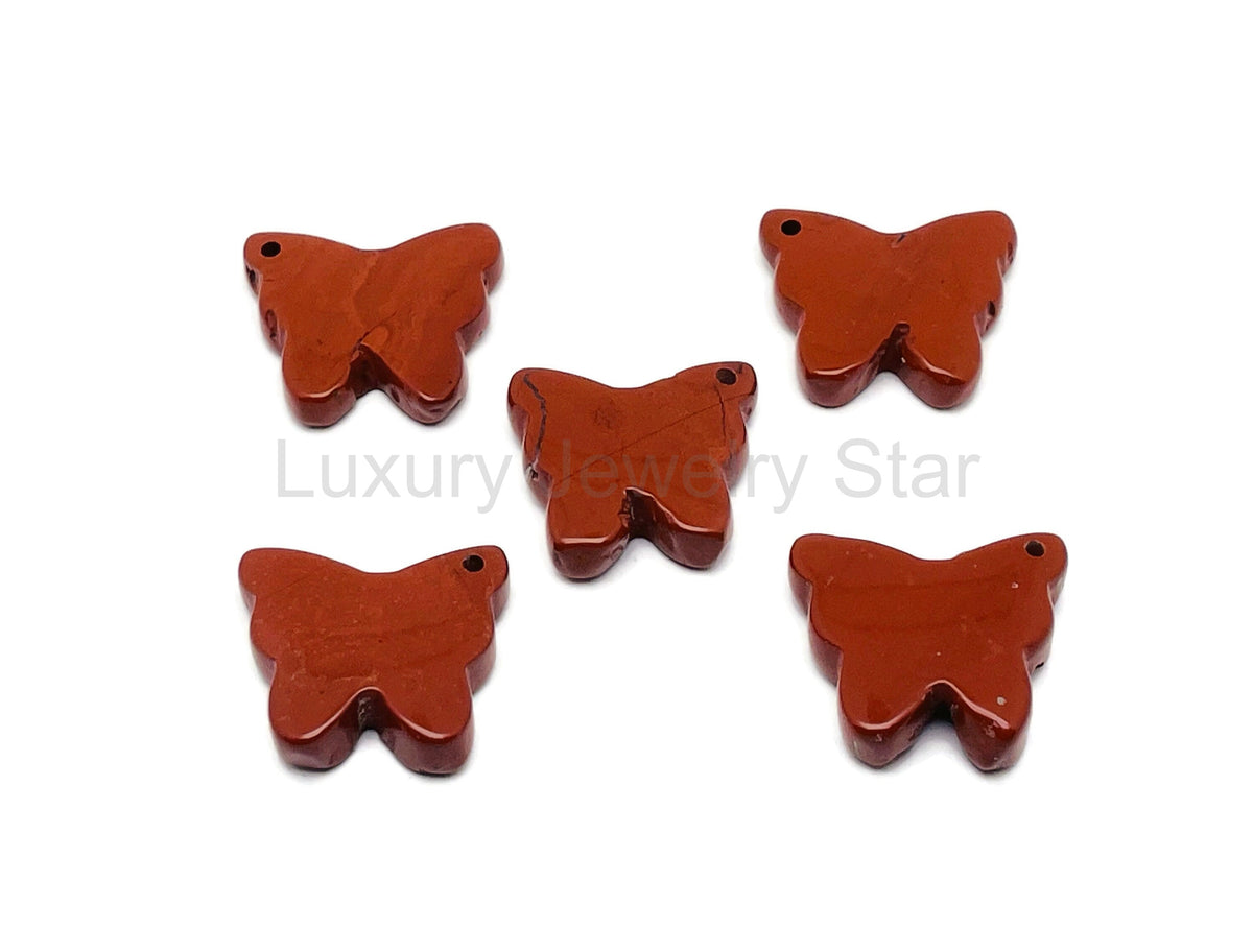 Red Jasper Butterfly Gemstone Pendant - Hole Crystal Jewelry - NC1425 - image 3
