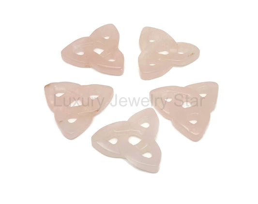 Rose Quartz Celtic Knot Carved Gemstone - Trinity Crystal - CK1001