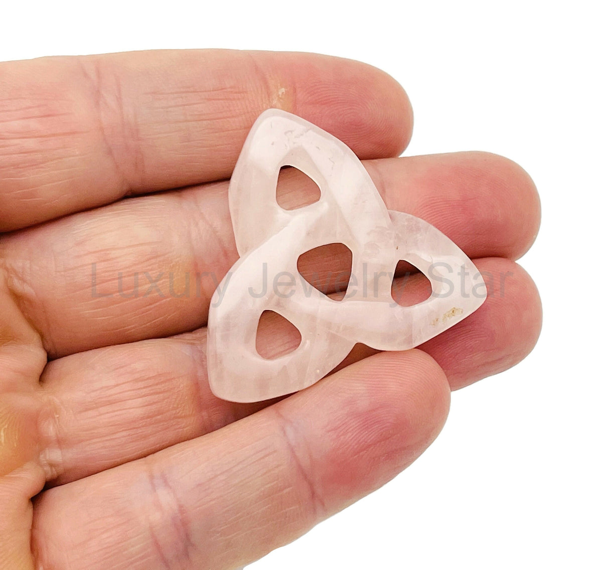 Rose Quartz Celtic Knot Carved Gemstone - Trinity Crystal - CK1001 - image 2