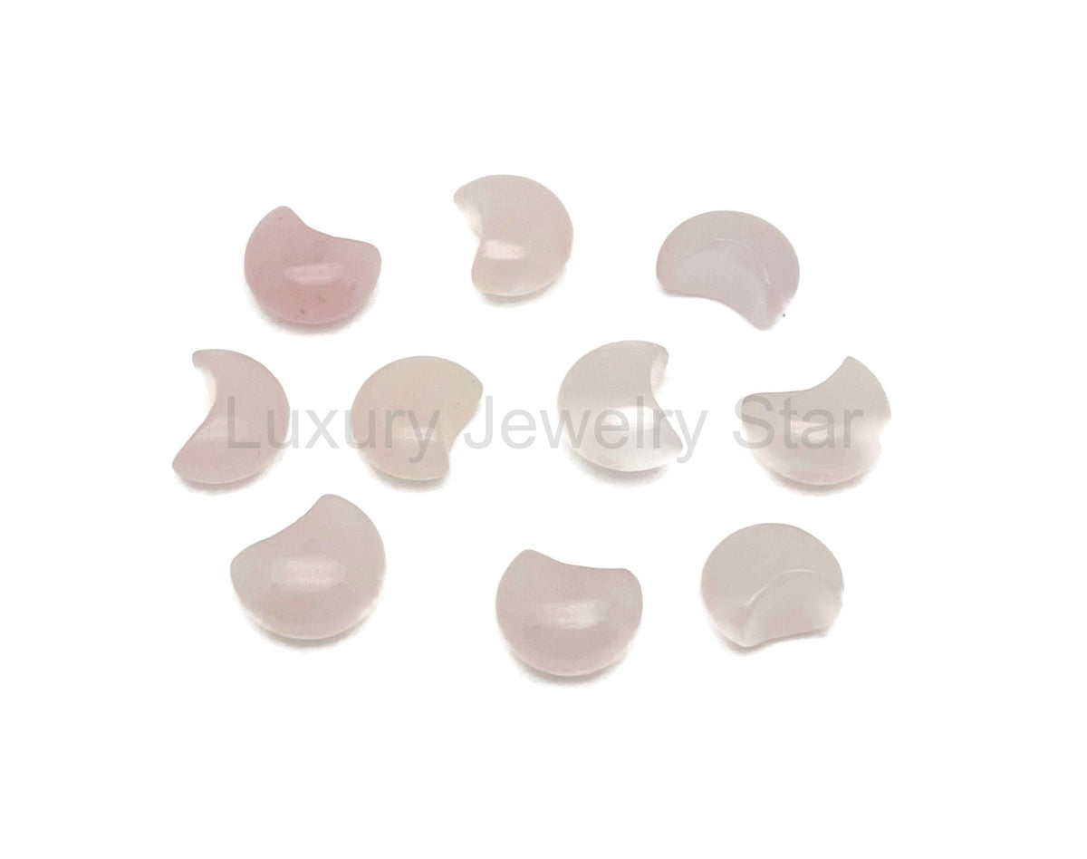 Rose Quartz Gemstone Moon Puffy - 15x9mm - MO1069