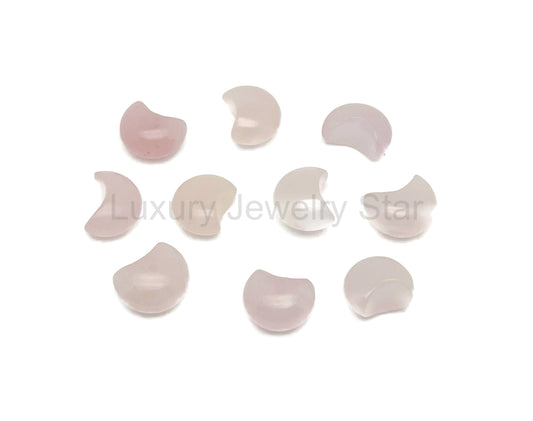 Rose Quartz Gemstone Moon Puffy - 15x9mm - MO1069