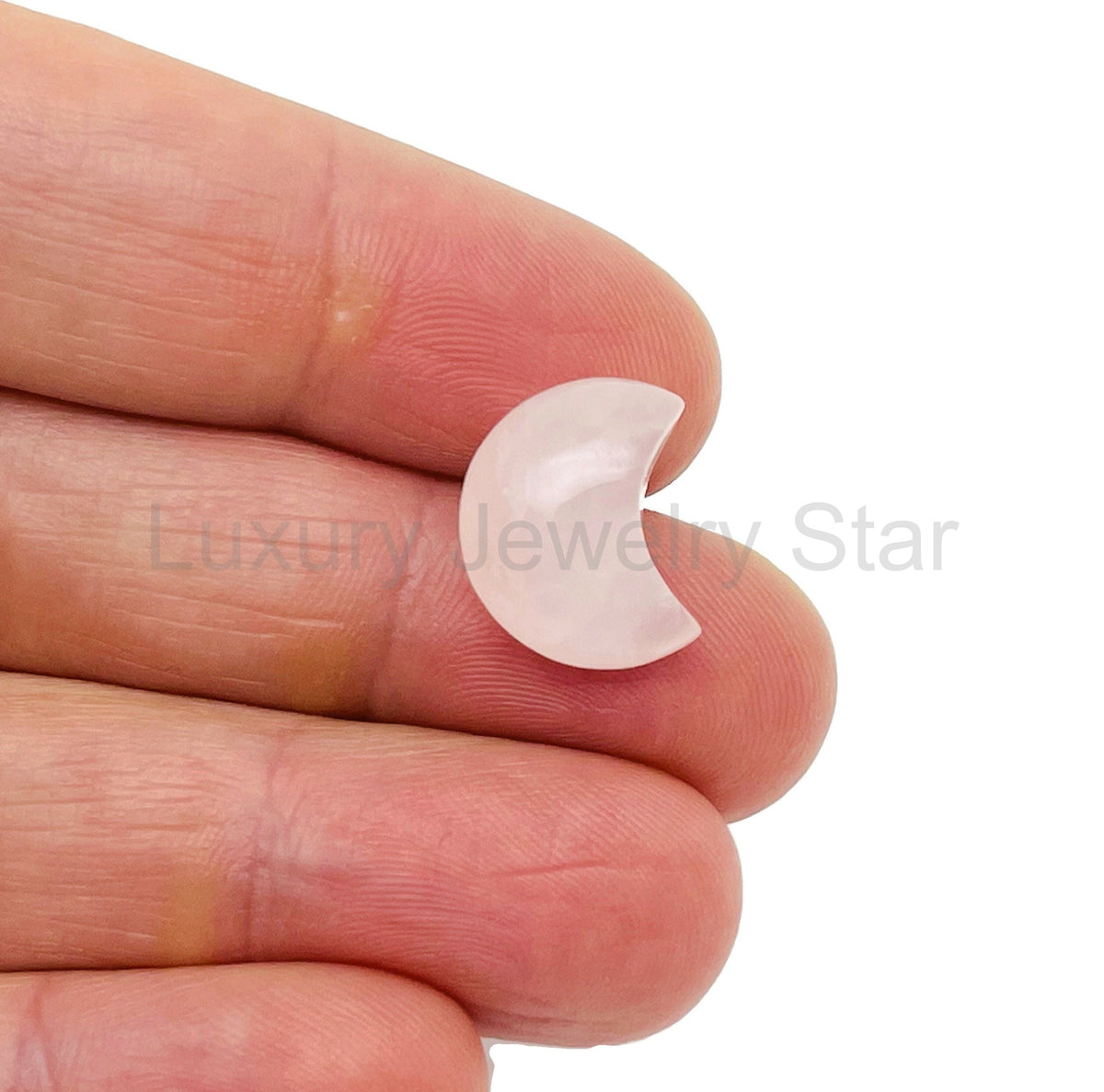 Rose Quartz Gemstone Moon Puffy - 15x9mm - MO1069 - image 2