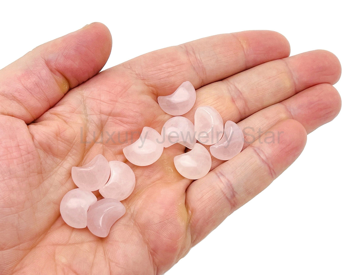 Rose Quartz Gemstone Moon Puffy - 15x9mm - MO1069 - image 3
