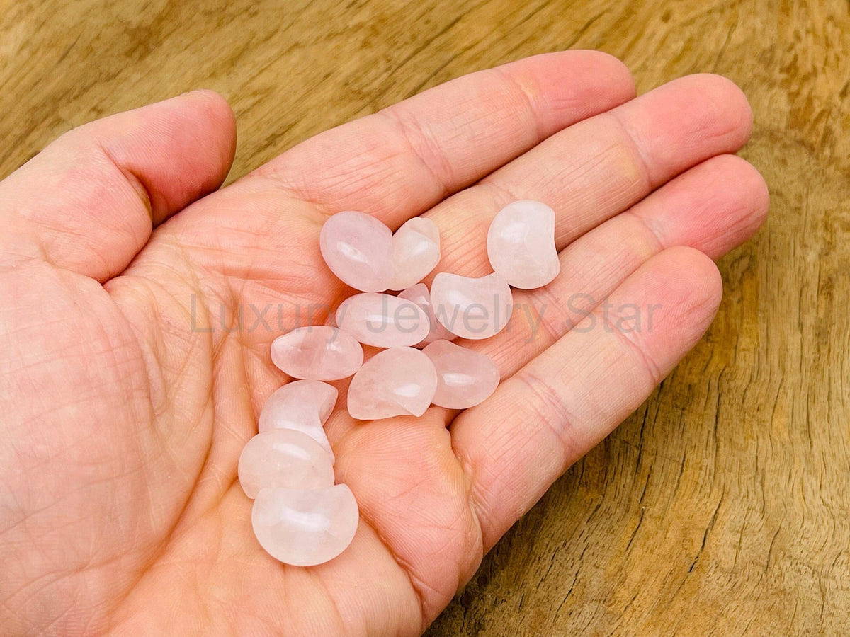 Rose Quartz Gemstone Moon Puffy - 15x9mm - MO1069 - image 4
