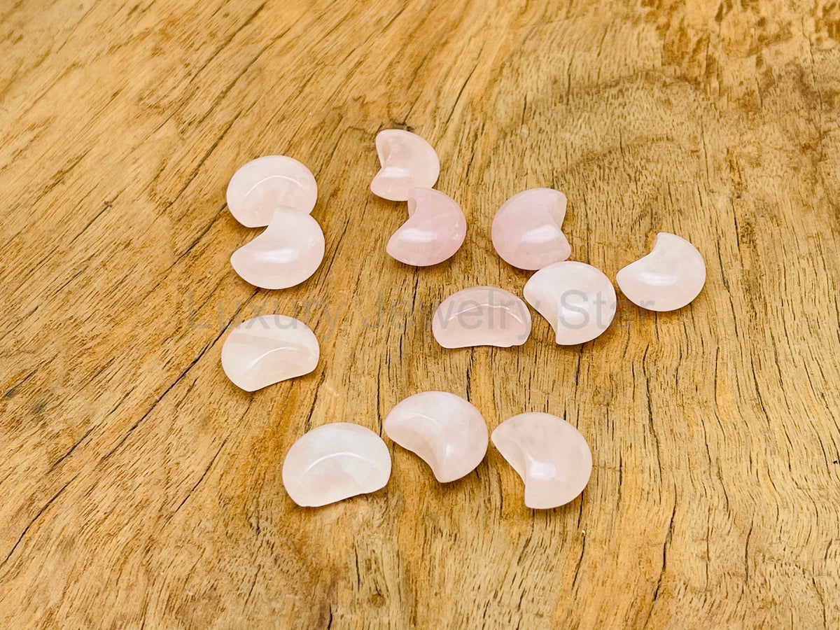 Rose Quartz Gemstone Moon Puffy - 15x9mm - MO1069 - image 5
