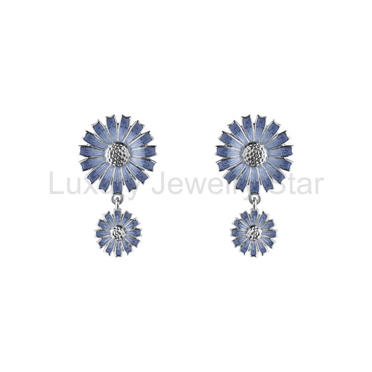 Blue Daisy Double Earrings