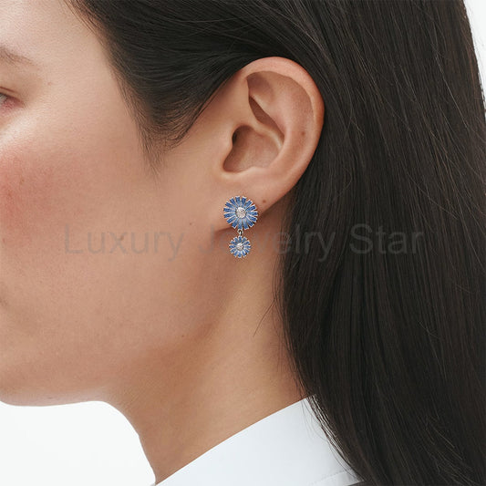 Blue Daisy Double Earrings - image 2
