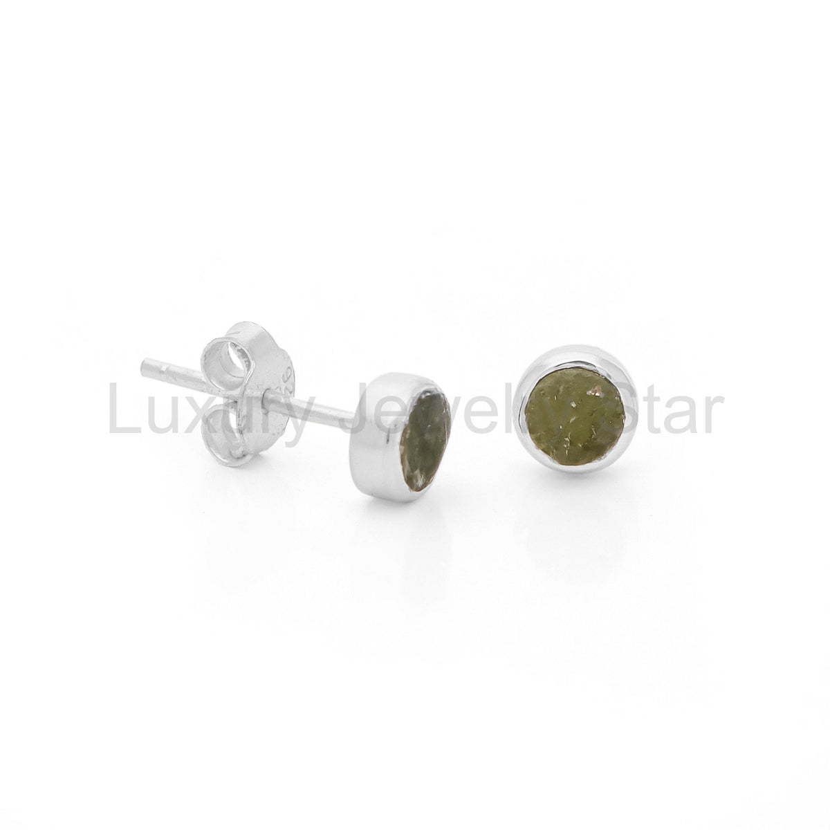 Raw Moldavite Gemstone Handmade 925 Sterling Silver Czech Moldavite Earring - image 5
