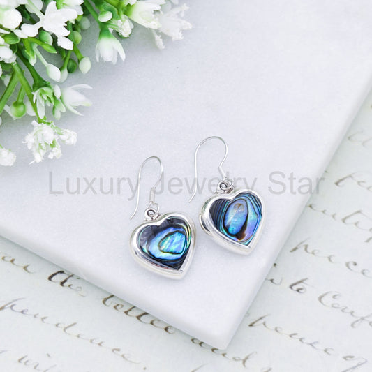 Abalone Heart Earrings in Sterling Silver | Seashell Gift