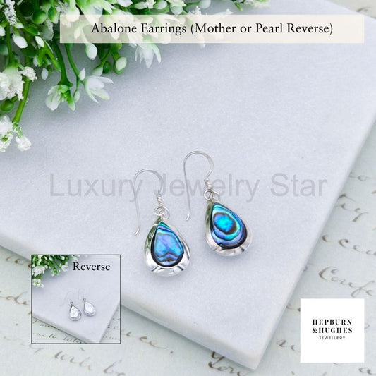 Abalone Teardrop Earrings | Mother of Pearl on reverse | Seashell Gift | Sterling Silver - image 2