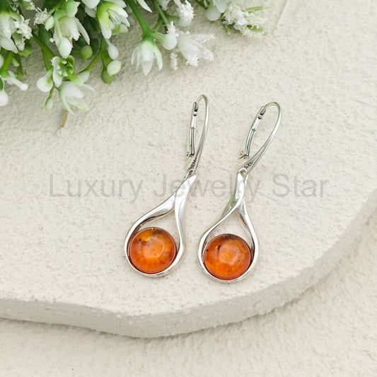 Baltic Amber Earrings | Hanging Amber | November Gift | Sterling Silver - image 2