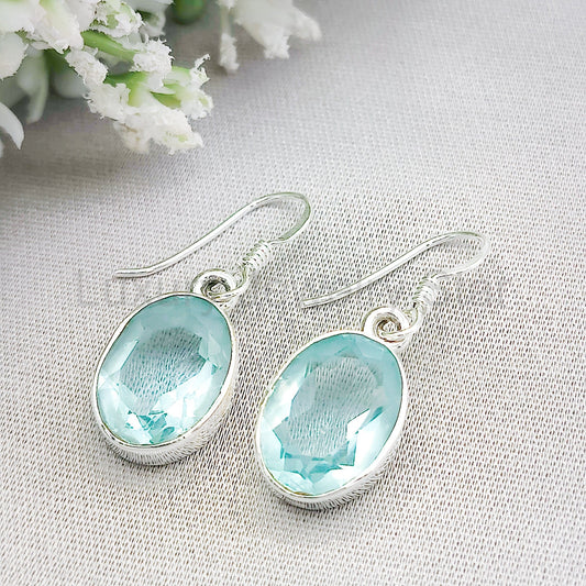 Blue Topaz Earrings | 15mm Oval | November Birthstone | Sterling Silver - image 2