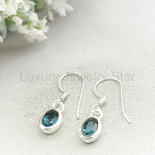 Blue Topaz Earrings | November Birthstone | Sterling Silver